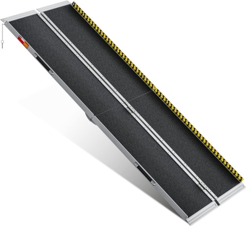 VNN Portable Wheelchair Ramp 8FT, Non-Slip Aluminum Folding Handicap Ramp, Door Threshold Wheelchair Ramps for Home, Wheel Chair Ramp for Home Steps, Scooter Ramp for Car, Doorways, Curbs, Stairs - Lot 2431