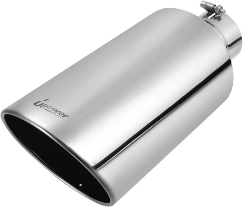 Upower Exhaust Tip Mirror Polished Outlet Diesel Exhaust Tailpipe 18" Long 45 Degree Angle Cut Bolt-On Universal for Trucks Pickup Car - Lot 2438
