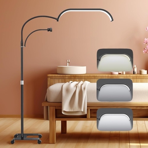Eyelash LED Floor Light Estheticians Light, Flexible Bracket Tattoo Light, Pmu Lamp, Facialist Moon Lamp, Lighting for Beauty Filming and Content Creation, Various Angles Adjustable - Lot 2441