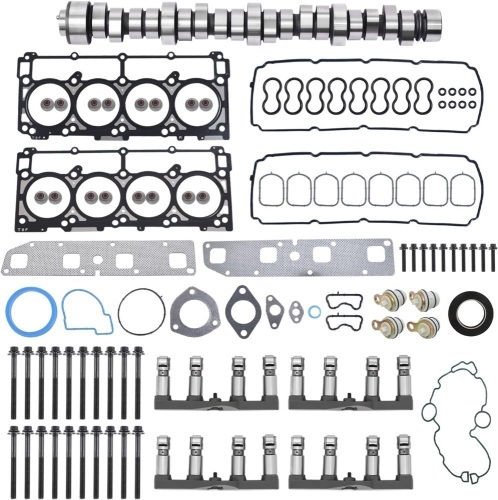 NON MDS Lifters Camshaft Cam Kit with Plugs, Head Gasket for 2005-2008 Dodge Ram 1500 Chrysler Jeep Grand Cherokee 5.7 HEMI 53022064AA - Lot 2442