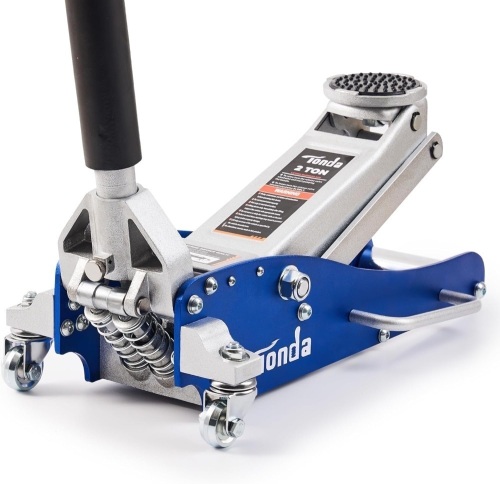 TONDA Floor Jack, Low Profile 2 Ton Hydraulic Aluminum and Steel Car Jack with Dual Pump System, Rapid Lift, Blue - Lot 2508