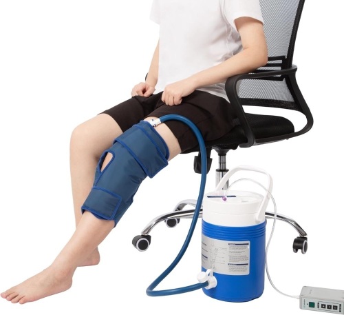 Cold Therapy Machine System for Knee & Joint Compression Pad for Post-Surgery Injuries Pain with Adjustable Lightweight 9 Quart Programmable Timer - Quiet Pump Strong Cryotherapy Pain Relief Treatment - Lot 2550