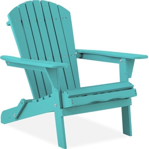 Folding Wooden Adirondack Chair, Accent Furniture w/ Natural Woodgrain - Lot 2632
