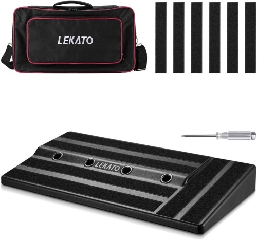 Guitar Pedal Board, LEKATO Pedal Board 20"x10"x2.4", Guitar Pedal Case with Compartment for Power Supply, Carry Bag and Mounting Tape - Lot 2645