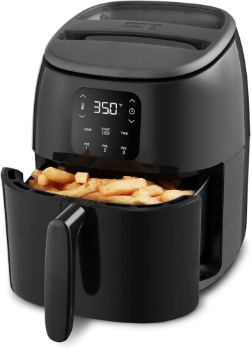 DASH Tasti-Crisp™ Electric Air Fryer Oven, 2.6 Qt., Black – Compact Air Fryer for Healthier Food in Minutes, Ideal for Small Spaces - Auto Shut Off, Digital, 1000-Watt - Lot 2678