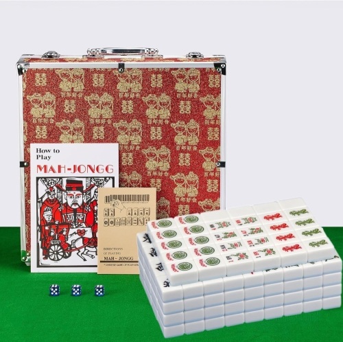 American Mahjong Set Large 174 Magnetic Melamine Mahjong Tiles Blue 1.6-inch Mahjong Set Suitable for Automatic Mahjong Tables and Regular Tables with Mahjong Gift Box - Lot 2684