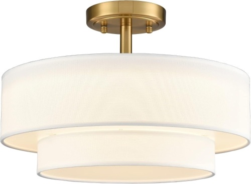 DAYCENT Modern Bedroom Lights for Ceiling Semi Flush Mount Drum Light Fixture Hallway, Gold, 3000K/4500K/5500K Selectable, 30 Watts, CRI 95, Dimmable - Lot 2699