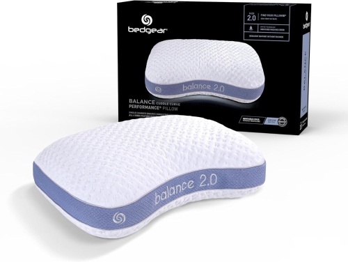 Bedgear Balance Cuddle Curve Performance Pillow - Size 2.0 - Moisture-Wicking Pillow for Side Sleepers - Medium Firmness Bed Pillow- Hypoallergenic, Washable Removable Cover - 20" W x 26" L x 5.75" H - Lot 2712