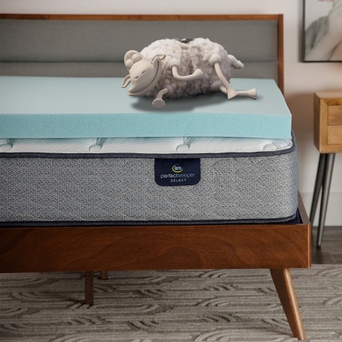 Serta ThermaGel Cooling, Pressure-Relieving Memory Foam Mattress Topper, 3 Inch, King,Blue - Lot 2719