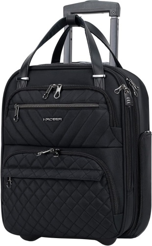 KROSER Carry On Underseat Multi-functional, 16-inch Underseater Lightweight Overnight Suitcase for Men Women, Black - Lot 2740
