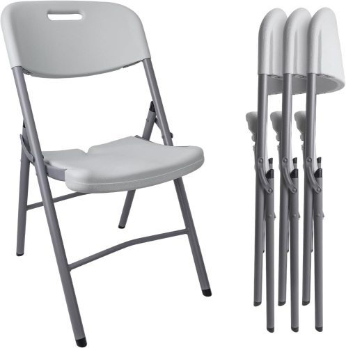 Plastic Folding Chairs 4 Pack, Comfortable Heavy Duty Metal Sturdy Foldable Chair, Lightweight Indoor Outdor Event Chair for Wedding Party Office Home - Lot 2747