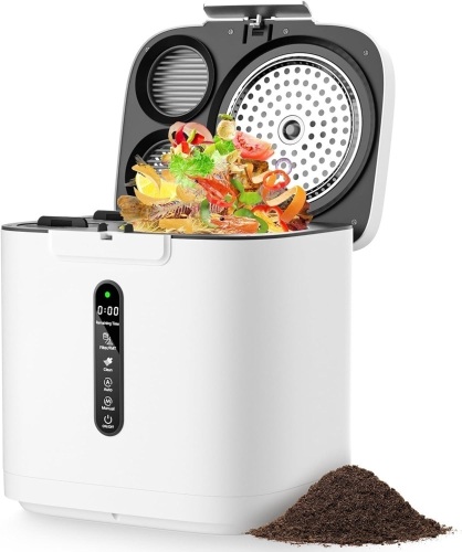 4L Larger Capacity Electric Kitchen Composter,Smart Compost Bin Indoor/Outdoor,Countertop Compost Machine with Smart LED Display,Odorless/Auto-Cleaning,Turn Food Waste into Fertilizer for Garden - Lot 2750