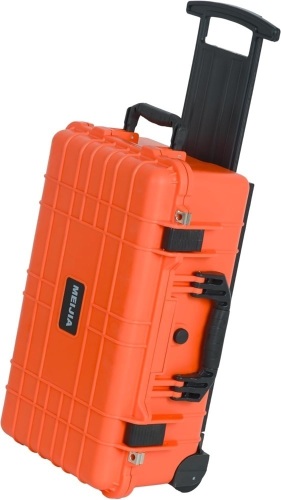 MEIJIA All Weather Rolling Waterproof Protective Case, Hard Camera Case,Dry Case with Retractable Pull Handle and Wheels,Foam Inserted,22 x13.81x9inches (Orange) - Lot 2751