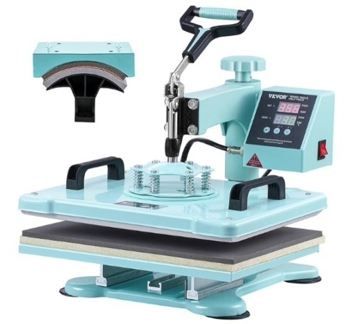 VEVOR 2 in 1 Heat Press Machine, Slide Out Tshirt Press Machine with Hat Press, 360° Swing Away Heat Transfer Machine Multifunction Combo for T-Shirt Hat Cap - Lot 53a