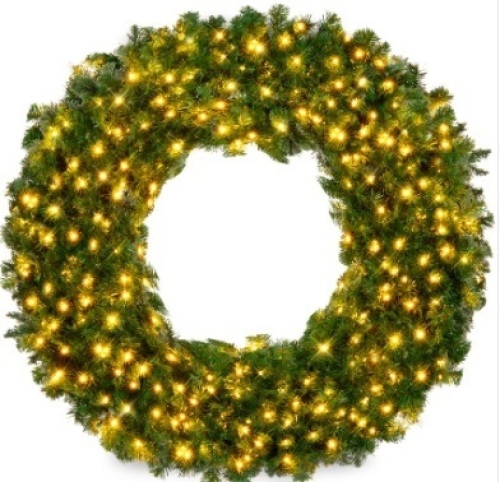 48" Pre-Lit Artificial Fir Christmas Wreath w/ LED Lights, Plug-In, PVC Tips $246.99 - Lot 130