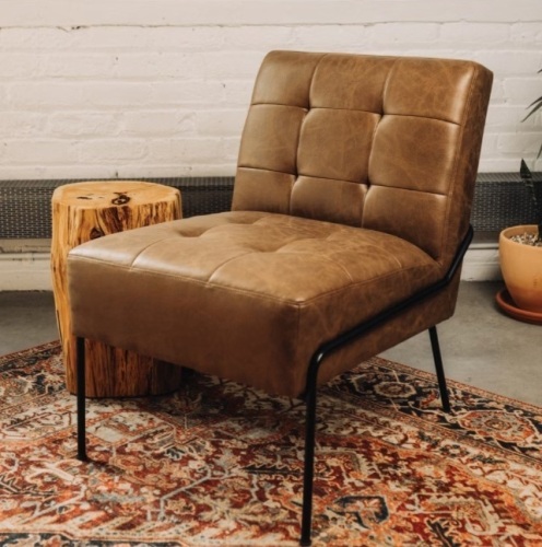 Lot of 2 eLuxury Upholstered Tufted Accent Chairs Brown faux leather $299.99 x 2 $599.98 - Lot 156