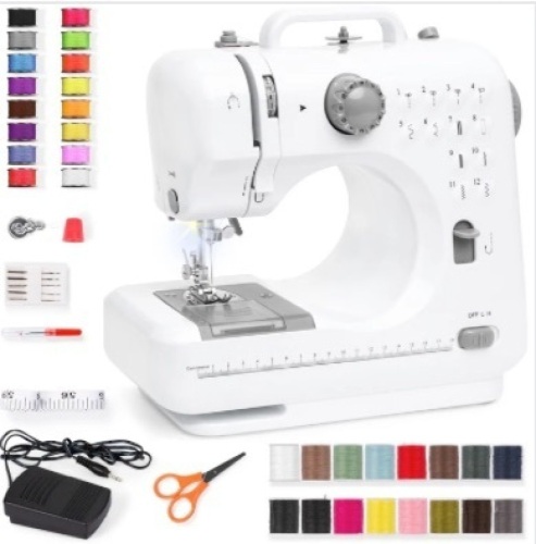6V Portable Foot Pedal Sewing Machine w/ 12 Stitch Patterns (Gray) $92.99 - Lot 52