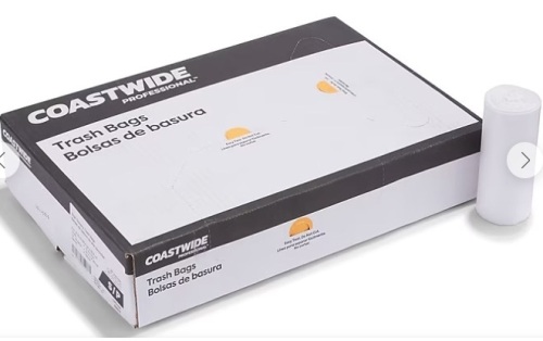 Coastwide Professional™ 12-16 Gallon Trash Bag, 24" x 33", High Density, 13 mic, Natural, 20 Rolls (CW57406) $74.99 - Lot 54