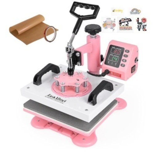 Lya Vinyl 12" x 10" Heat Press Machine, High Pressure Heat Press Machine for T-Shirt, Digital Industrial Sublimation Printer for Heat Transfer Vinyl (Pink)$109.99 - Lot 78