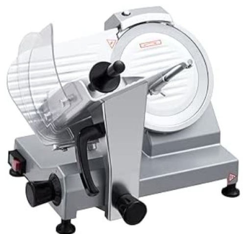 Commercial Meat Slicer,10 inch Electric Food Slicer, Semi-Auto 240 W /110V/60HZ Stainless Steel Meat Slicer, Removable Blade 250mm,Adjustable Thickness 0-12MM for Meat,Cheese,Veggies Ham Fruit $259.99 - Lot 82