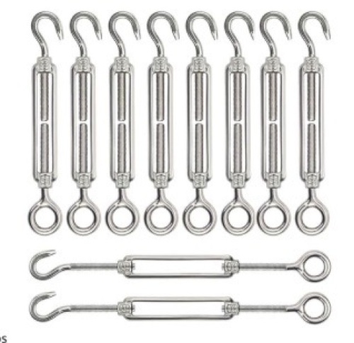 Turnbuckle Lsqurel 50PCS 304 Stainless Steel Turnbuckle Hook and Eye Heavy Duty  M6 Tensioner Adjustable Shade Sail Hardware for Tightening up Metal Cable Wire 5/32 1/4 5/16 3/8 $99.99 - Lot 100