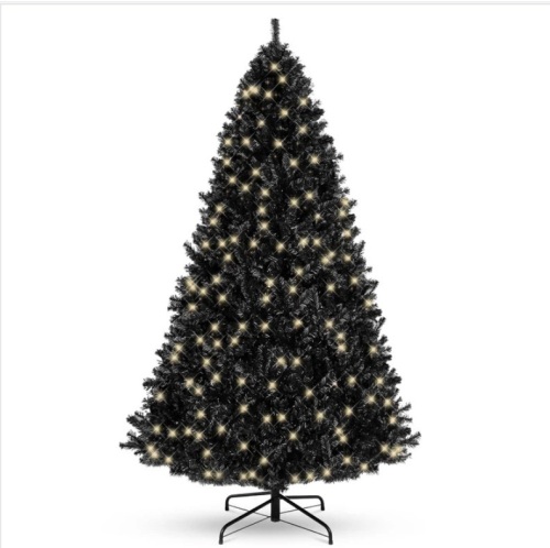 Pre-Lit Artificial Black Christmas Tree w/ Incandescent Lights, Metal Stand 4.5ft - Lot 186