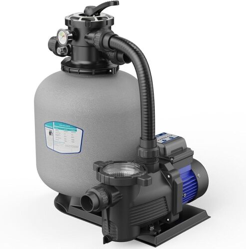  AQUASTRONG 16in Sand Filter Pump for In/Above Ground Pool with Timer, Max 3800GPH for Pools Up to 16000GAL, 6-Way Valve - Lot 259