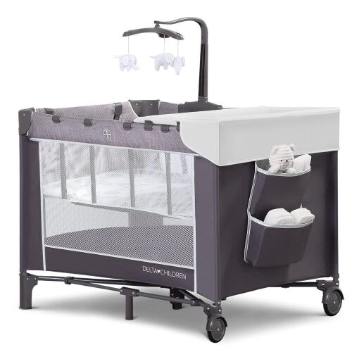  Delta Children LX Deluxe Portable Baby Play Yard with Removable Bassinet and Changing Table, Eclipse  - Lot 96