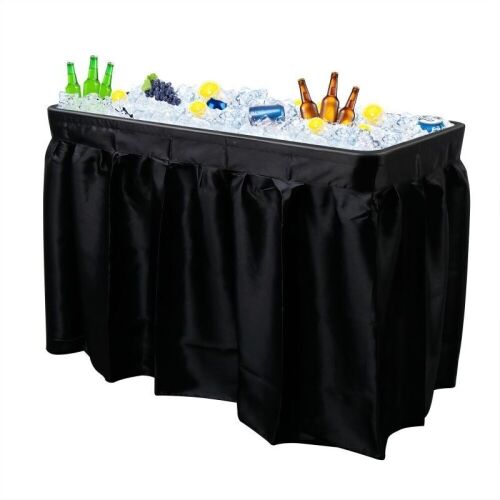  4-Foot Folding Party Ice Table with Skirt, Black  - Lot 92