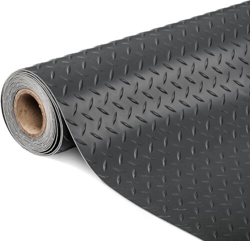 TUFFIOM 7.5 x 20 FT Garage Floor Mat, Thickened Diamond Plate PVC - Lot 86