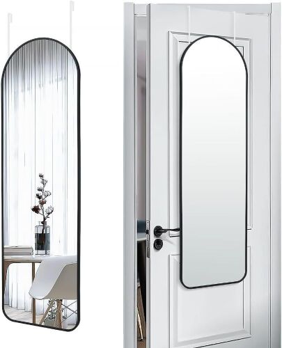Full Length Door Hanging or Wall Mounted Aluminum Metal Frame Arch Mirror, 47" x 14"  - Lot 714
