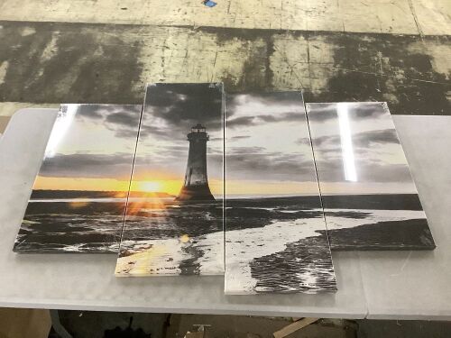 Lighthouse Canvas Wall Art, 4 Panels - Lot 602
