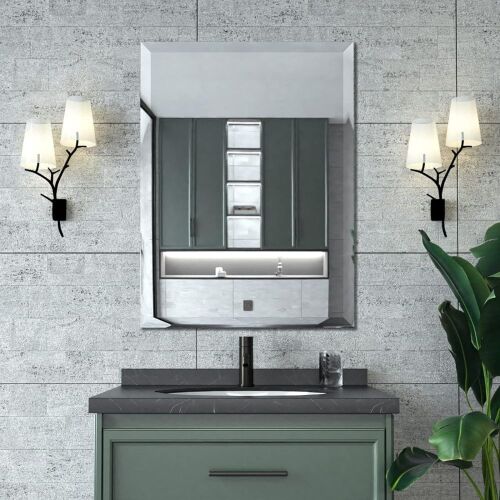 Mirrorons Beveled Frameless Wall Mirror 24" x 32" - Lot 460