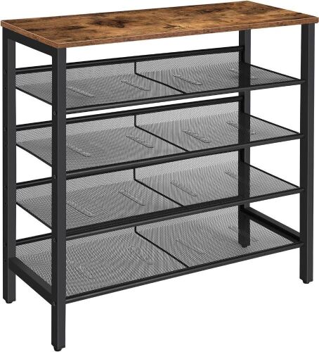 HOOBRO 5 Tier Flat & Slant Adjustable Shoe Organizer Shelf  - Lot 569