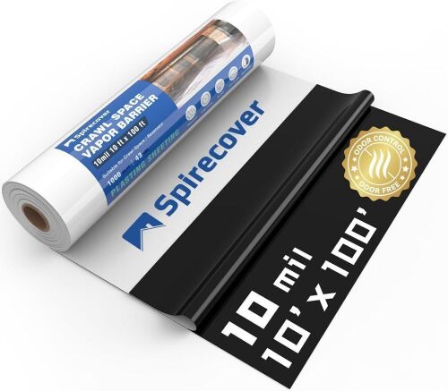 Spirecover Crawl Space Vapor Barrier, 10mil Film, 10'x100' - Lot 589