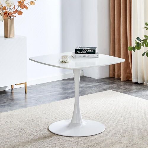 ATSNOW 31.5 in White Square Pedestal Tulip Dining Table - Lot 505