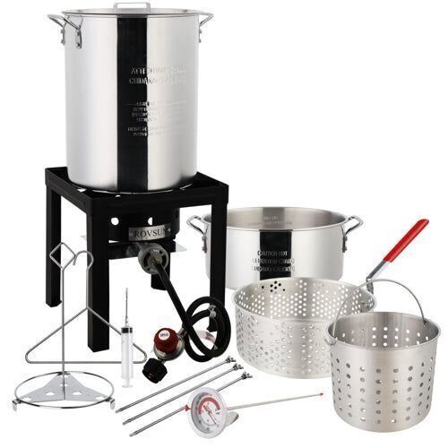 ROVSUN 30QT Turkey Fryer & 10QT Fish Fryer Kit with 55000 BTU Propane Burner - Dented Lid  - Lot 444