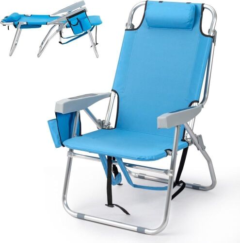 Outvita Backpack Beach Chair, 5 Level Adjustable Positions  - Lot 564