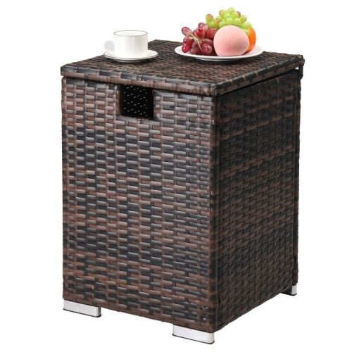  15 in Rattan Propane Storage Side Table - Lot 634