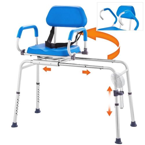 VEVOR Sliding Tub Transfer Bench Shower Chair with 360 Degree Swivel Seat 330LBS - Lot 684