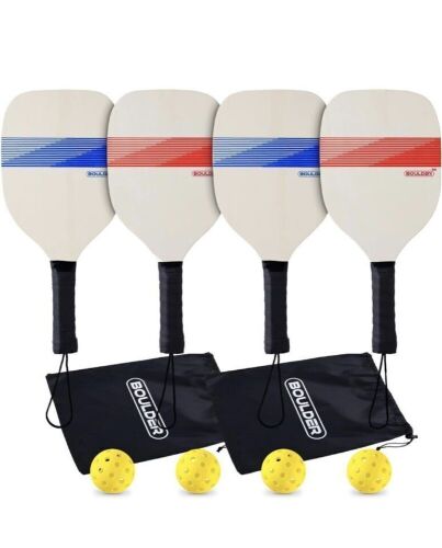 Boulder Sports Pickleball Set 4 Rackets With Covers And 4 Balls - Lot 510