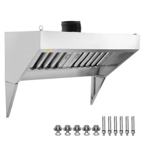 VEVOR 5FT Commercial Food Truck Hood Exhaust with 2 Detachable U-shaped Grid Oil Filter - Dented (wont be seen when mounted) - Lot 21