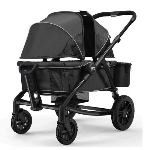 VEVOR 2-in-1 Collapsible All-Terrain Stroller Wagon, 2 Seats, Snack Tray & Cup Holders, 55lbs for Single Seat - Lot 37
