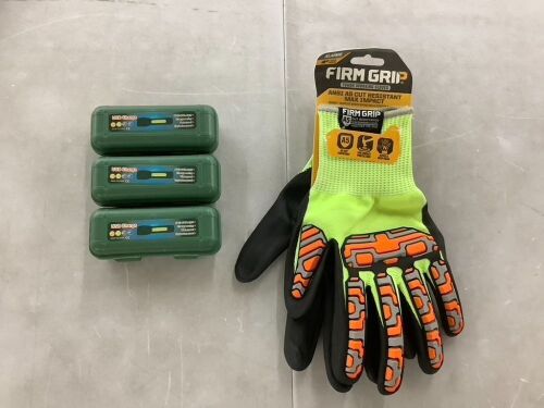 Lot of (3) USB Mini Flashlight & (1) Pair Firm Grip Cut Resistant Gloves  - Lot 680