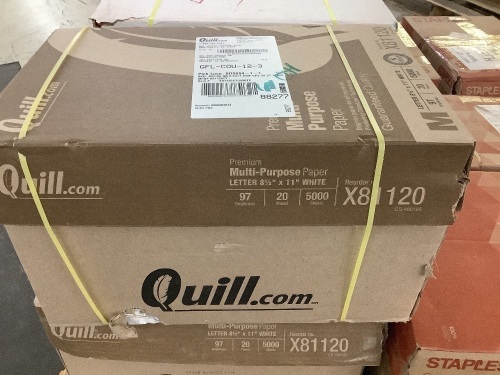 Quill 8.5" x 11" Premium Multipurpose Copy Paper, 20 lbs., 97 Brightness, 5000 Sheets - Lot 854