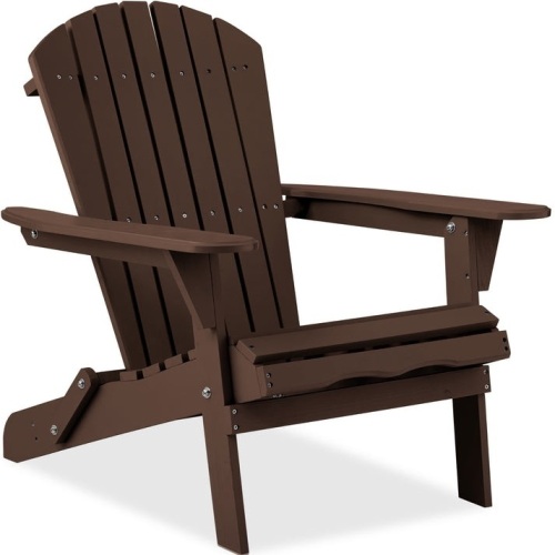 Folding Wooden Adirondack Chair, Accent Furniture w/ Natural Woodgrain - Lot 656