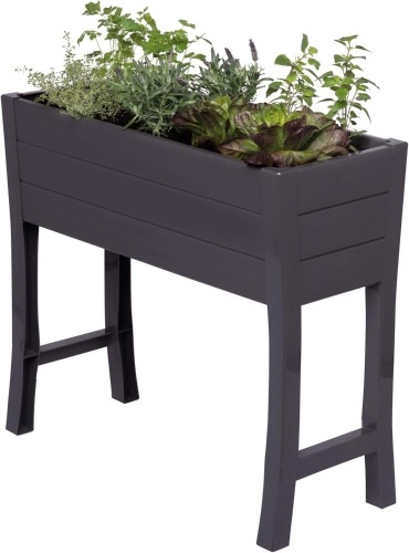 NuVue Dark Gray Elevated Garden Box, Polymer with Woodgrain Texture, 36" L x 15" W x 32" H  - Lot 202