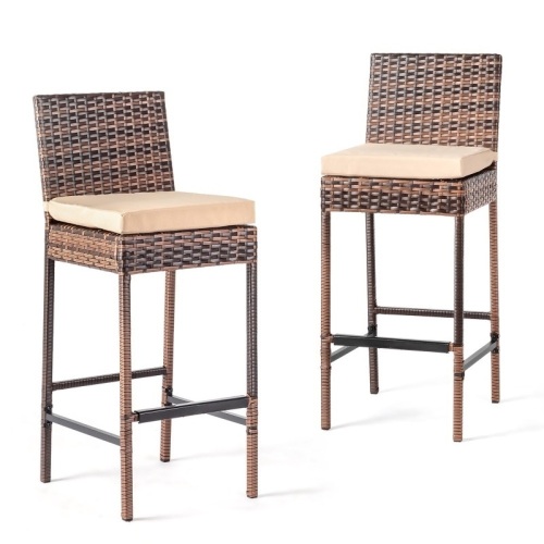 Outdoor Bar Height Chairs with Seat Cushions & Footrest, Set of 2  - Lot 136