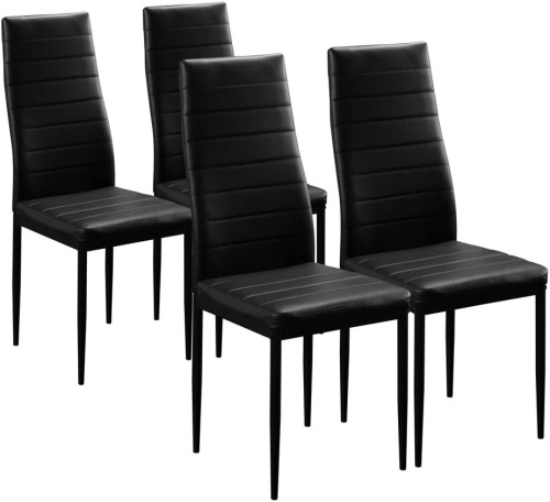 Karl home Black Leather Dining Chair, Set of 4 - Lot 176