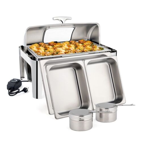 ROVSUN 9 QT 2 In 1 Fuel & Electric Roll Top Chafing Dish Buffet Set - Lot 646